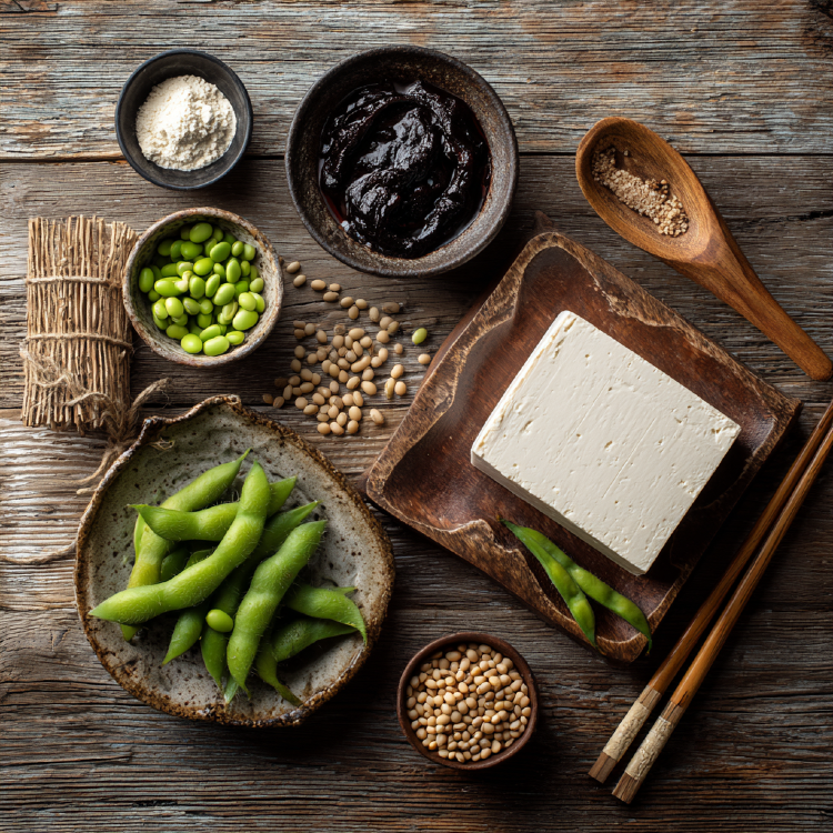 Soy products like tofu and miso and plant protein contain beneficial compounds that may protect against hormone-related cancers and support bone health.